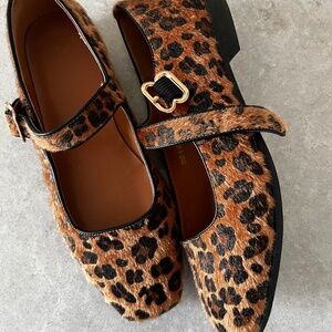Leopard Mary Jane Flats
